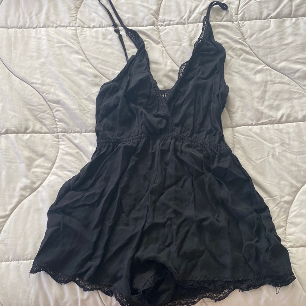 Cute Black V-Neck Romper
